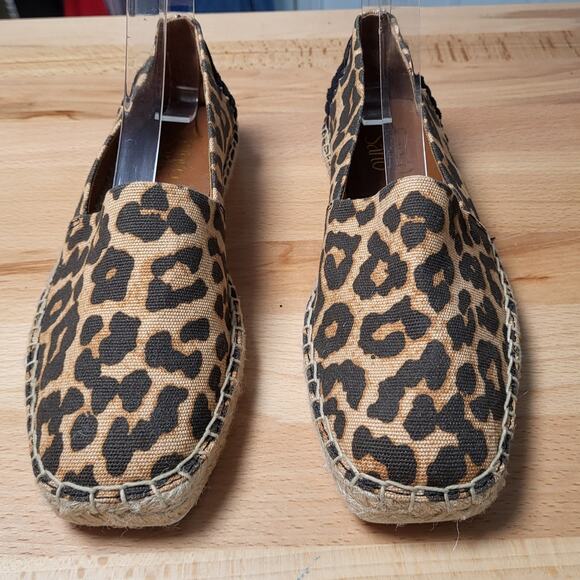 Franco Sarto Leopard Print Flat Slip-On Canvas Espadrilles Square Toe Size 7.5M - Picture 3 of 12
